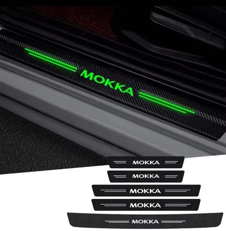 5Pcs Carbon Fibre Luminous Door Sill Protector For Vauxhall Mokka