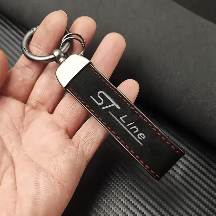 Suede Leather Keychain for Ford ST Line Puma Kuga Edge Fiesta Focus Mondeo