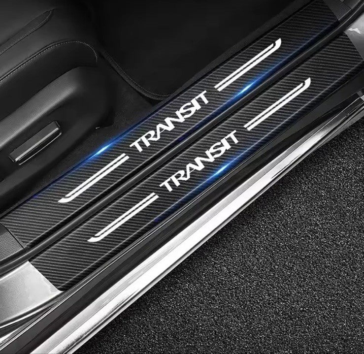 4PC Carbon Fiber Door Sill Protector for Ford Transit