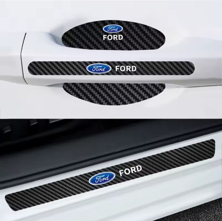 12Pcs Car Door Handle Protector And Door Sill For Ford