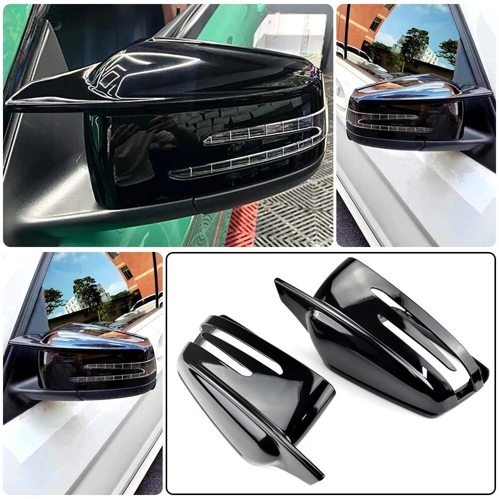 Gloss Black Blade Style Wing Mirror Caps Covers for Mercedes A B C CLA E GLA Cla