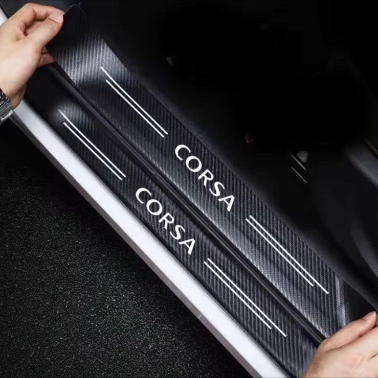 5PC Carbon Fiber Car Door Threshold Protector Strip For Vauxhall Corsa