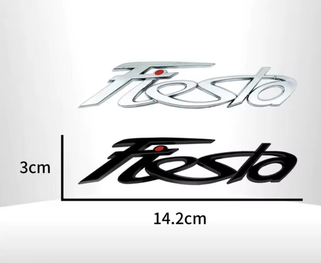 1PC Black Silver Ford Fiesta Emblem Badge Rear Trunk Tail Sticker Car Decal