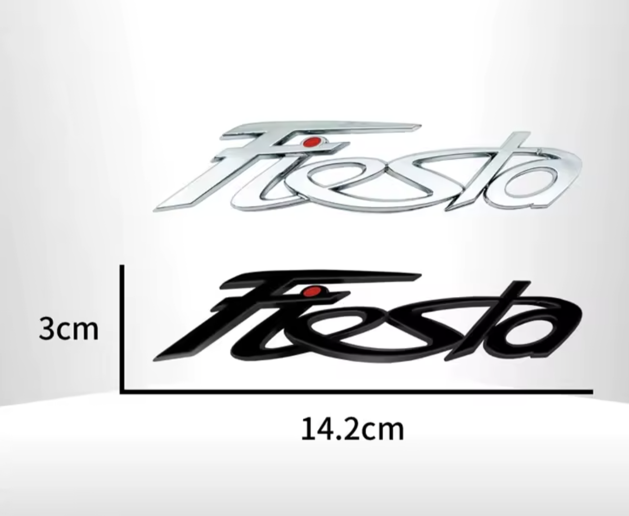 1PC Black Silver Ford Fiesta Emblem Badge Rear Trunk Tail Sticker Car Decal