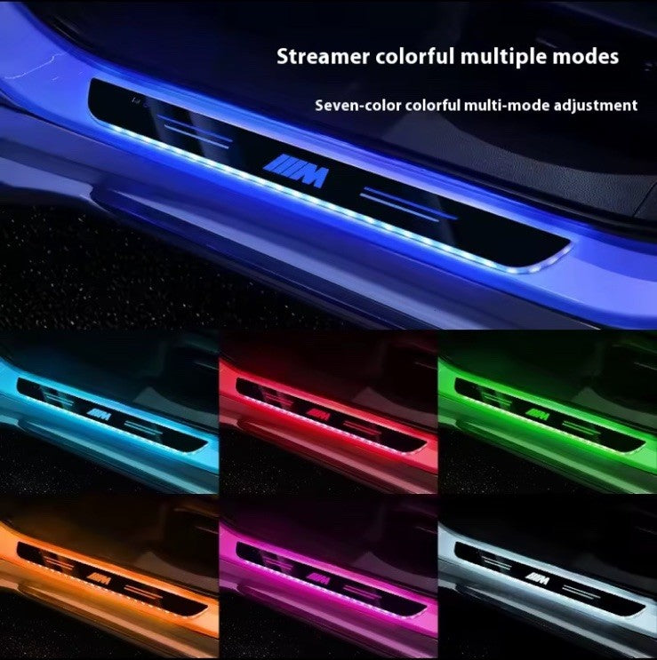 2Pcs Led Colour Changing Door Sill Protective Scuff Plates For BMW M Series