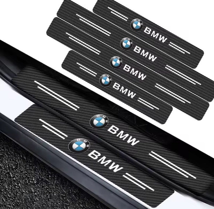 4PCS BMW Carbon Fibre Effect Adhesive Door Sill Protective Strips
