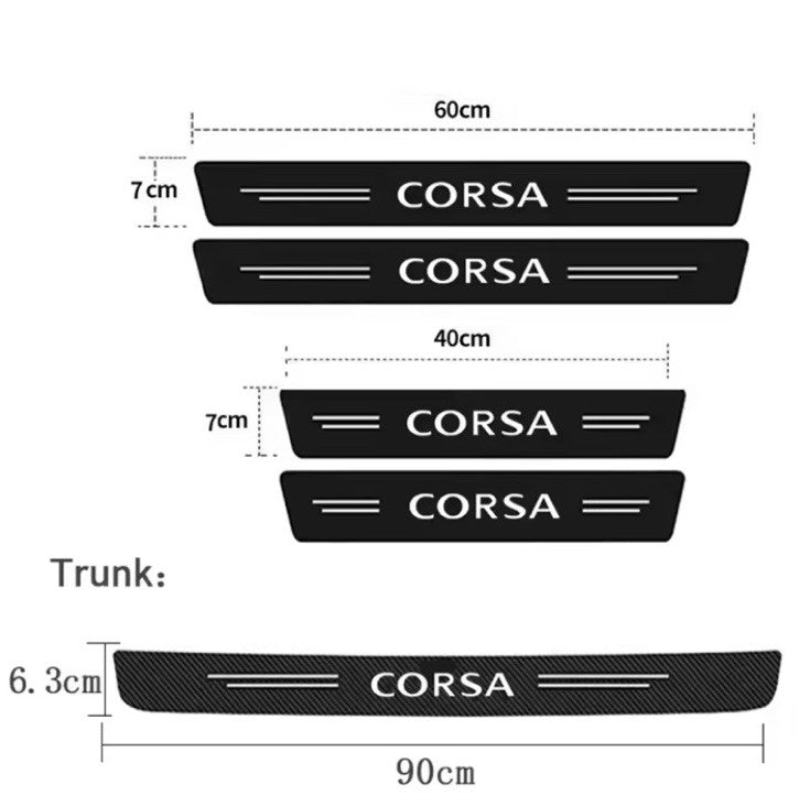 5PC Carbon Fiber Car Door Threshold Protector Strip For Vauxhall Corsa