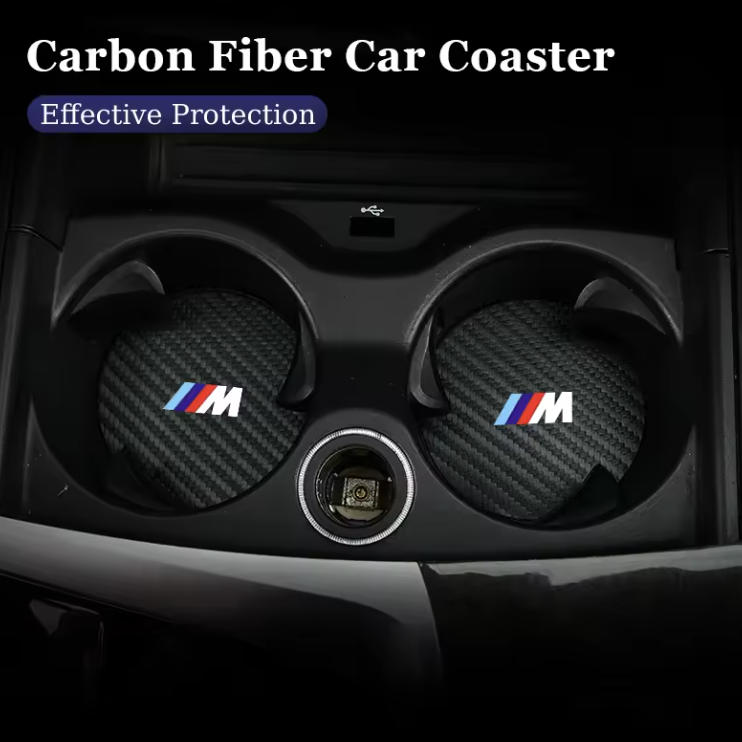 Carbon Car Coaster Mat For BMW M Sport M2 M3 M4 M5 M6 X3 X6 E46 E90 E60 F10 F30