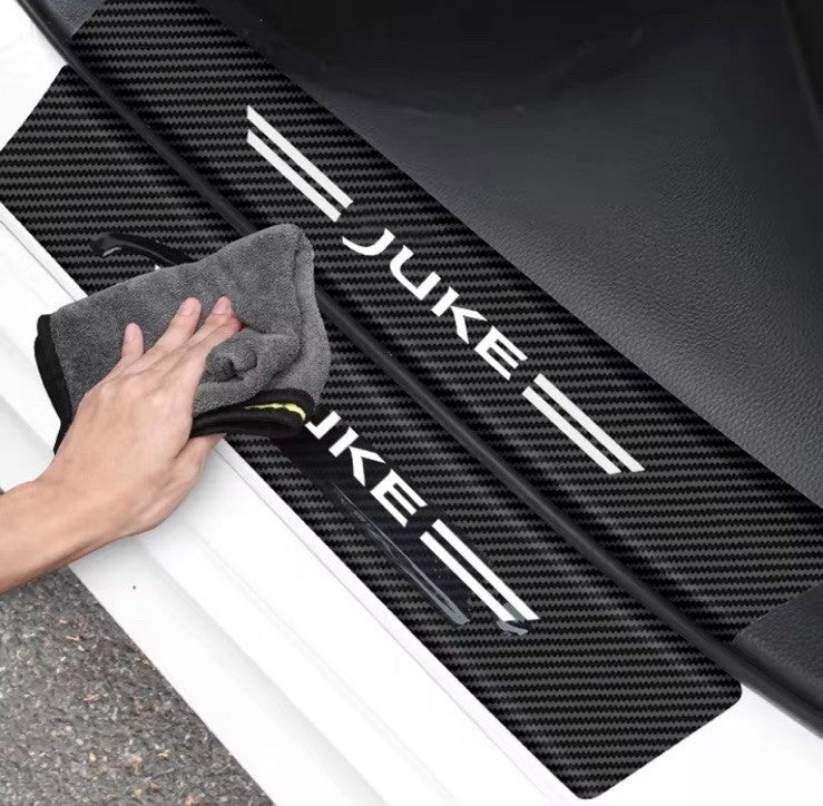 4pcs Carbon Fibre Effect Car Door Sill Protective Strips For Nissan Juke