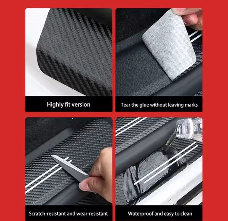 4PCS Carbon Fibre Effect Car Door Sill Protective Strips For Volvo XC90