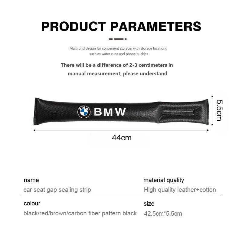 2PC Car Seat Gap Filler Leak Proof Cushion Strips For BMW X1 X3 X5 X7 G20 F30