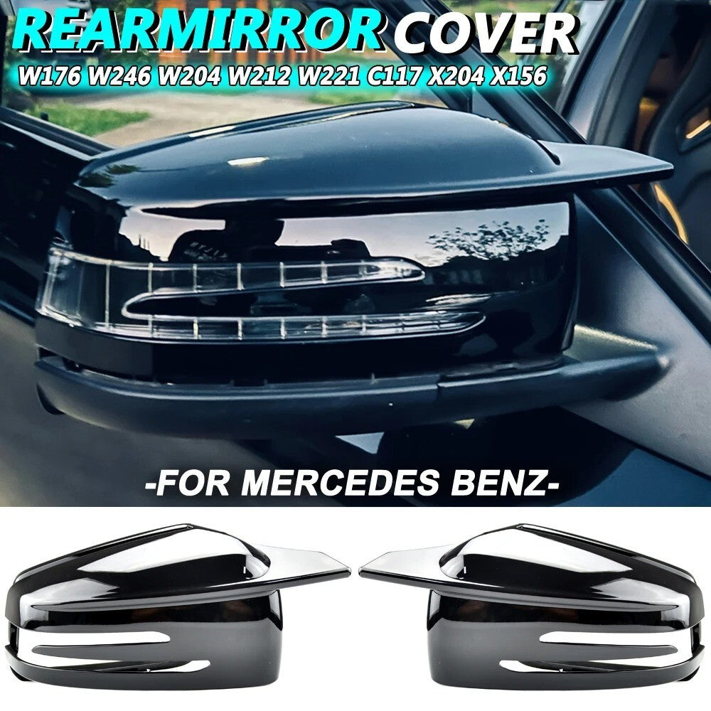 Gloss Black Blade Style Wing Mirror Caps Covers for Mercedes A B C CLA E GLA Cla
