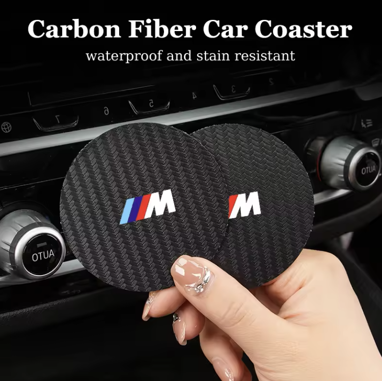Carbon Car Coaster Mat For BMW M Sport M2 M3 M4 M5 M6 X3 X6 E46 E90 E60 F10 F30
