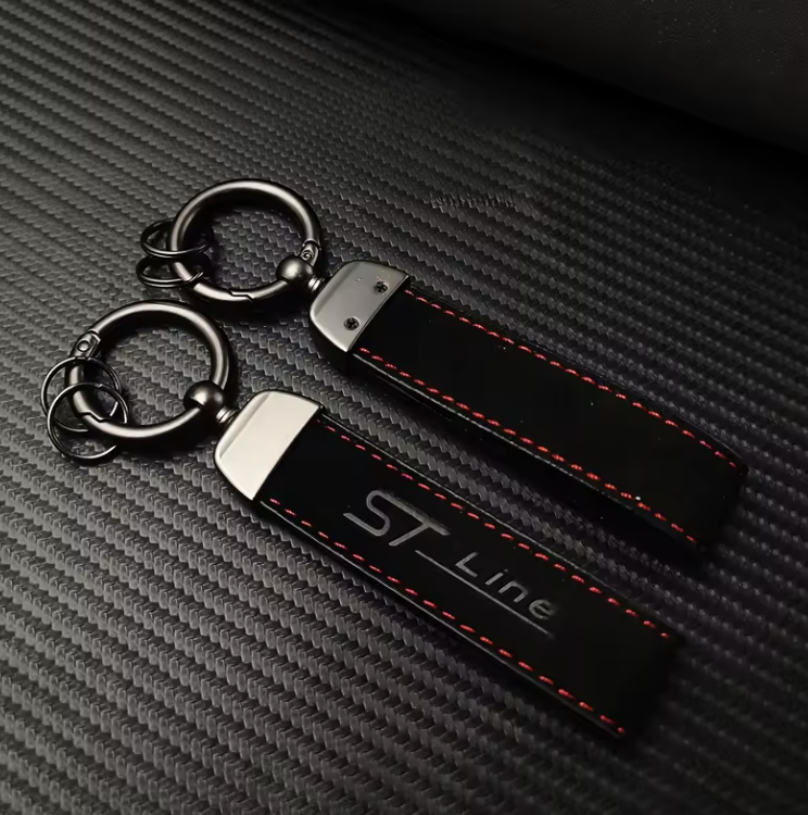 Suede Leather Keychain for Ford ST Line Puma Kuga Edge Fiesta Focus Mondeo