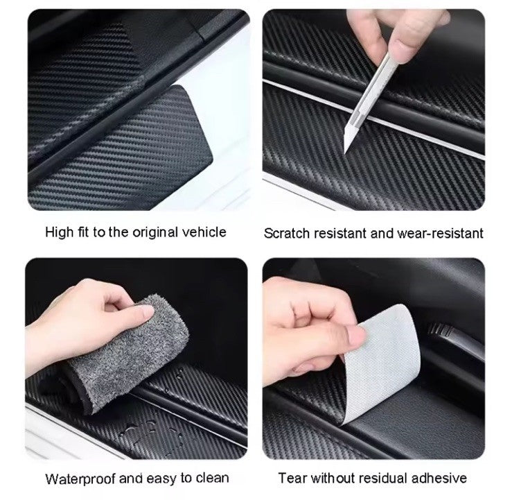 4Pcs Car Door Sill Protector ​Carbon Fibre Finish For Audi