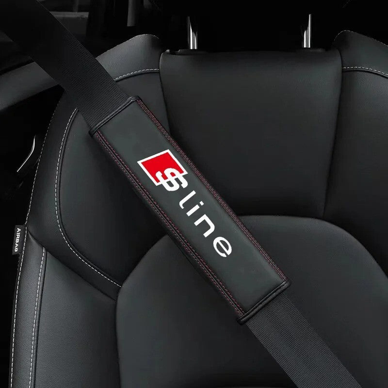 2PCS Nappa Leather Seat Belt Covers for Audi S Line A3 A4 A5 A6 A7 A8 S3 S4