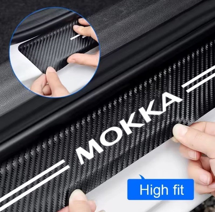 5Pcs Carbon Fibre Luminous Door Sill Protector For Vauxhall Mokka