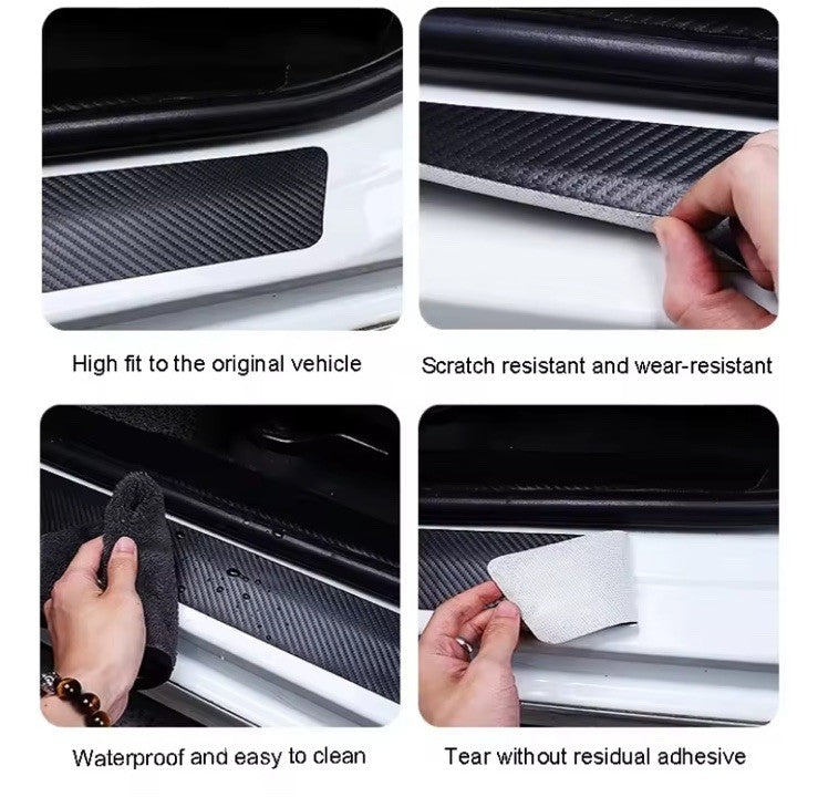 4PCS Carbon Fibre Effect Car Door Sill Protective Strips For Ford ST Line
