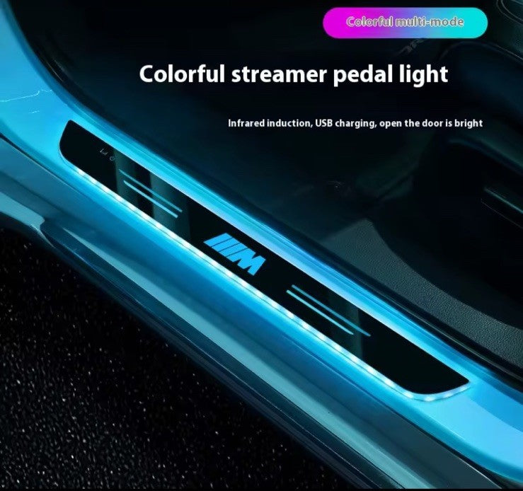 2Pcs Led Colour Changing Door Sill Protective Scuff Plates For BMW M Series