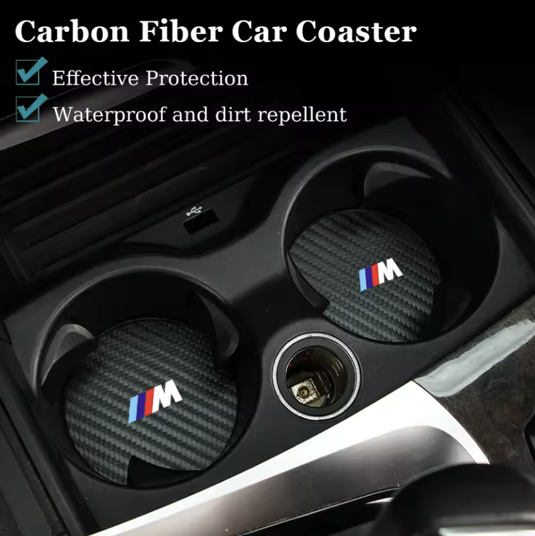 Carbon Car Coaster Mat For BMW M Sport M2 M3 M4 M5 M6 X3 X6 E46 E90 E60 F10 F30