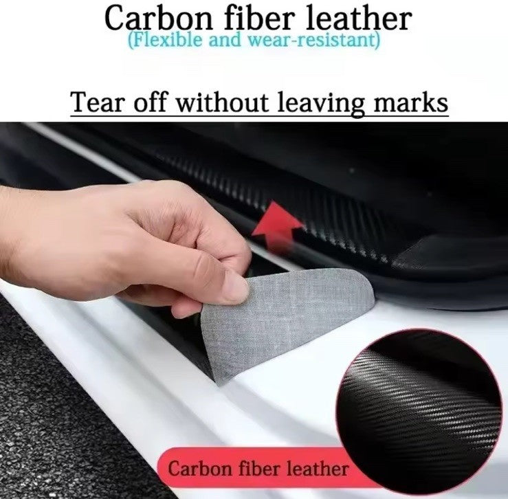 4PC Carbon Fiber Door Sill Protector for Ford Transit