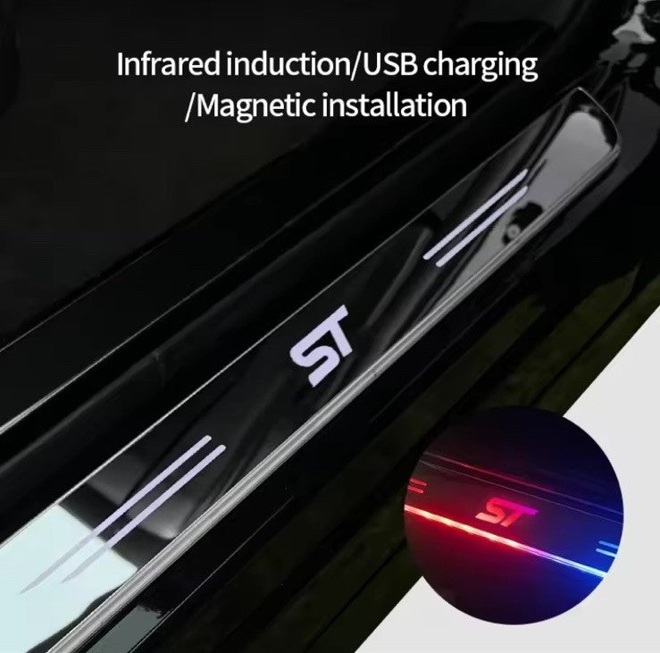 2Pcs LED Colour Changing Door Sill Protector Scuff Plates For Ford ST