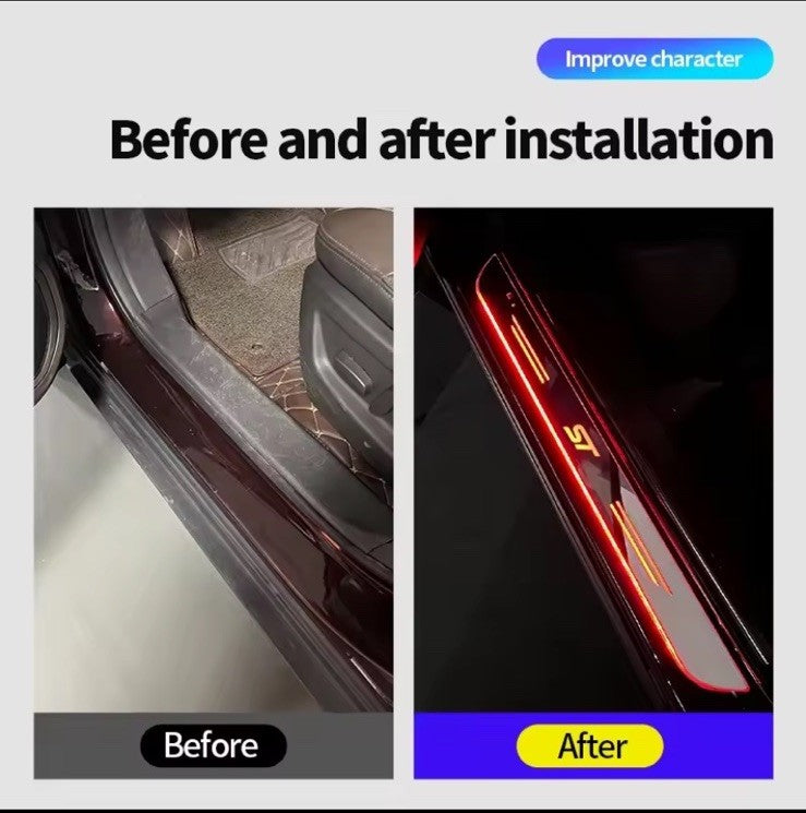 2Pcs LED Colour Changing Door Sill Protector Scuff Plates For Ford ST