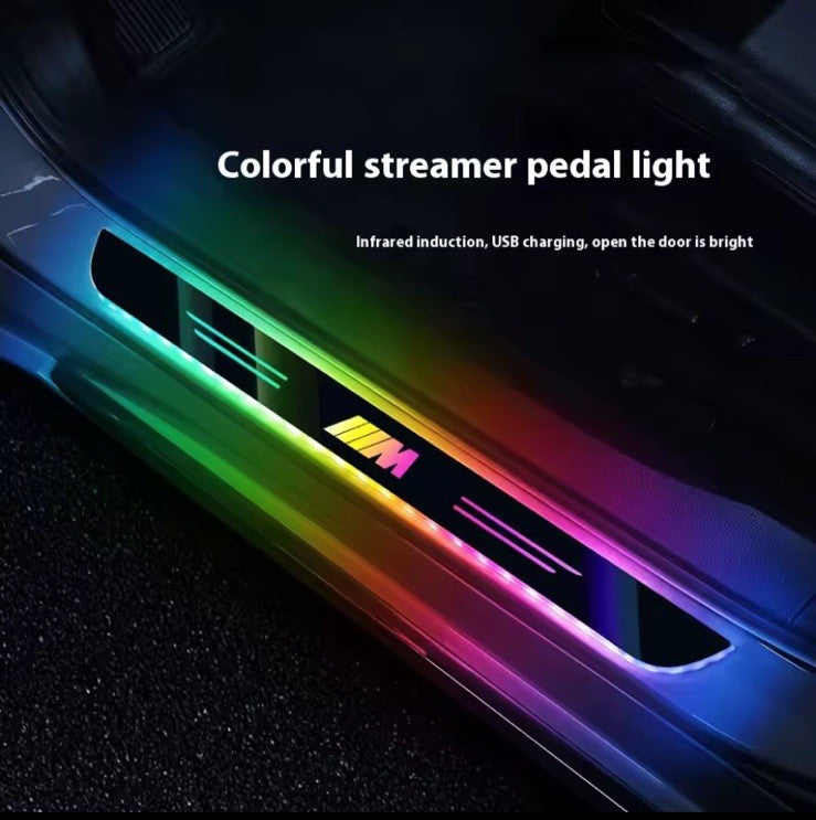 2Pcs Led Colour Changing Door Sill Protective Scuff Plates For BMW M Series