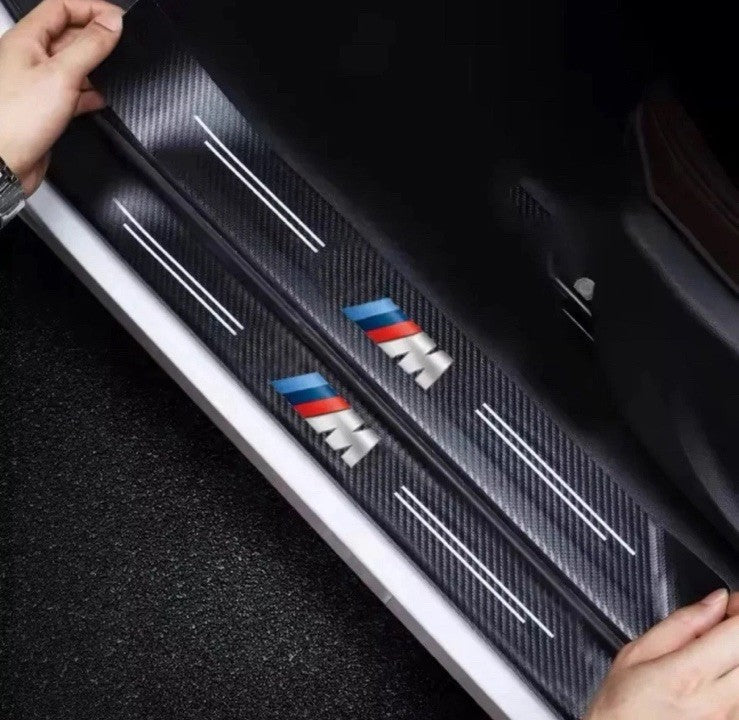4PCS Carbon Fibre Adhesive Door And Boot Sill Protective Strips For BMW