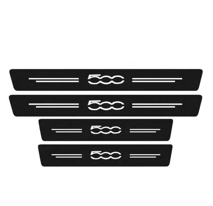 4pcs Carbon Fibre Effect Car Door Sill Protective Strips For Fiat 500