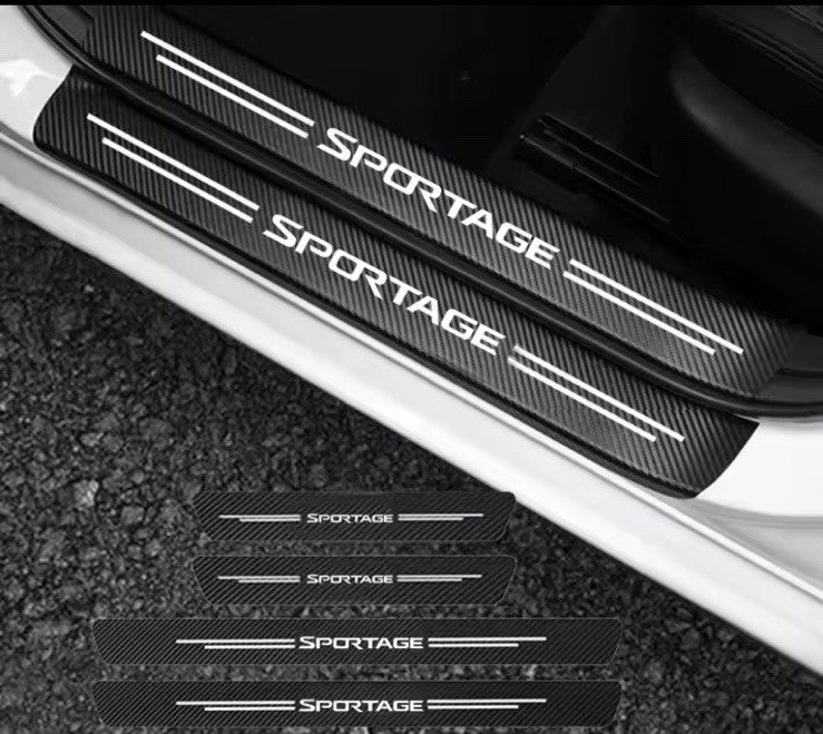 4pcs Carbon Fibre Effect Car Door Sill Protective Strips For Kia Sportage