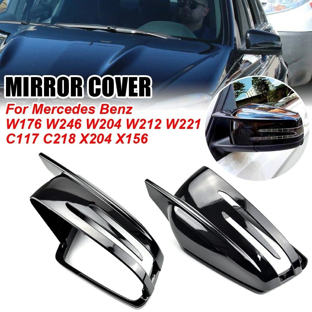 Gloss Black Blade Style Wing Mirror Caps Covers for Mercedes A B C CLA E GLA Cla