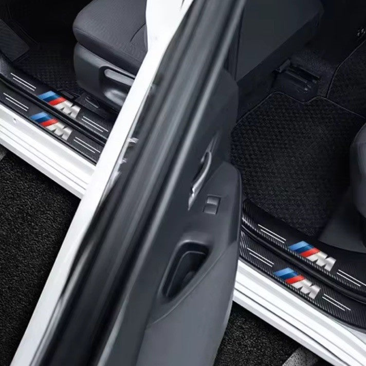 4PCS Carbon Fibre Adhesive Door And Boot Sill Protective Strips For BMW