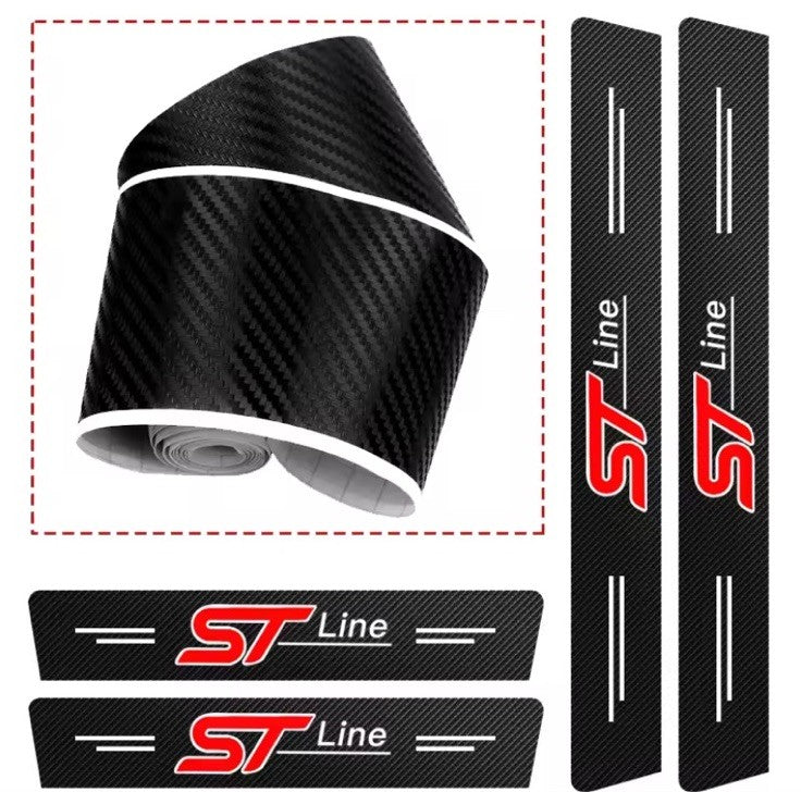 4PCS Carbon Fibre Effect Car Door Sill Protective Strips For Ford ST Line
