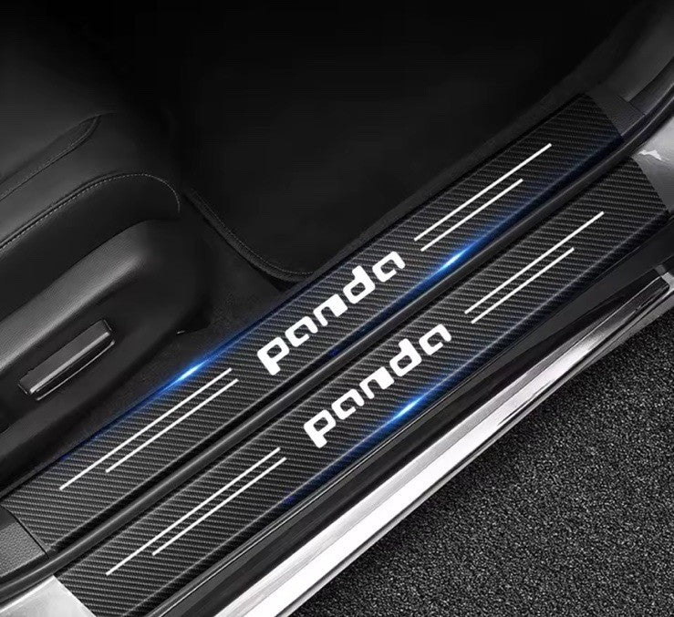 5Pcs Carbon Fibre Adhesive Door And boot Sill Protective Strips For Fiat Panda