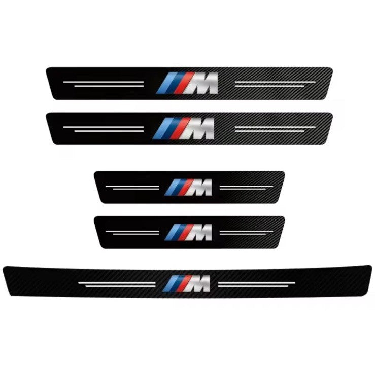 5Pcs Carbon Fibre Adhesive Door And Boot Sill Protective Strips For BMW