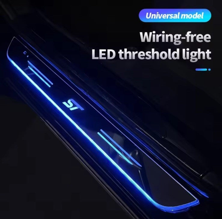 2Pcs LED Colour Changing Door Sill Protector Scuff Plates For Ford ST