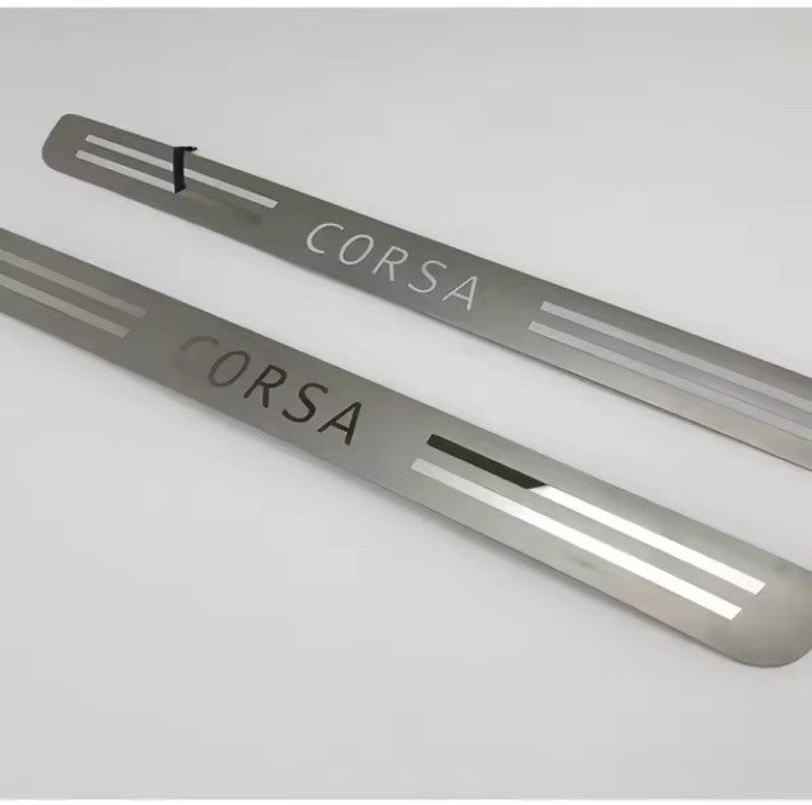 2Pcs Stainless Steel Door Sill Protective Scuff Plates For Vauxhall Corsa