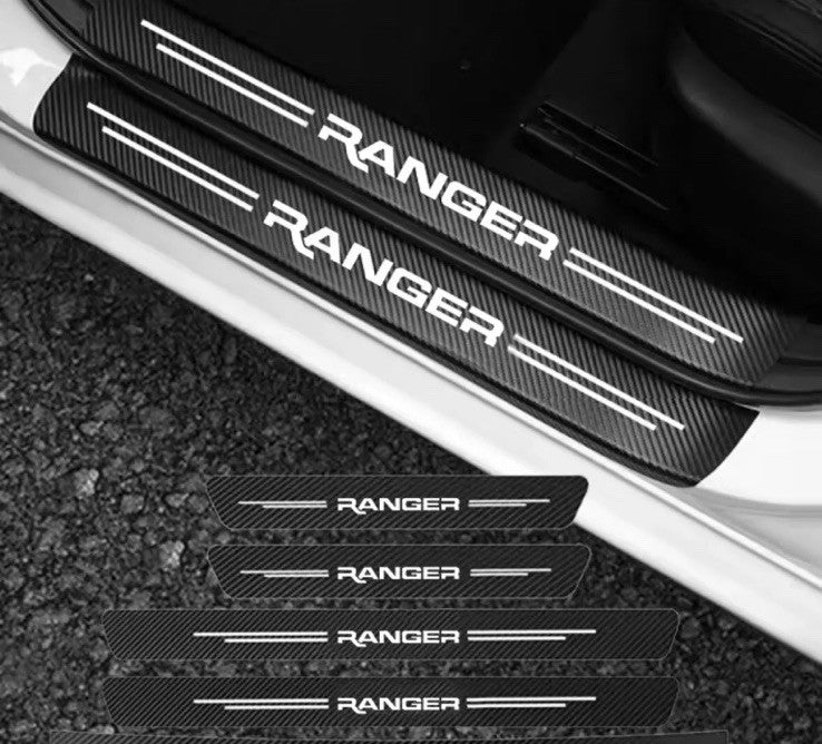 4Pcs Carbon Fibre Effect Adhesive Door Sill Protective Strips For Ford Ranger