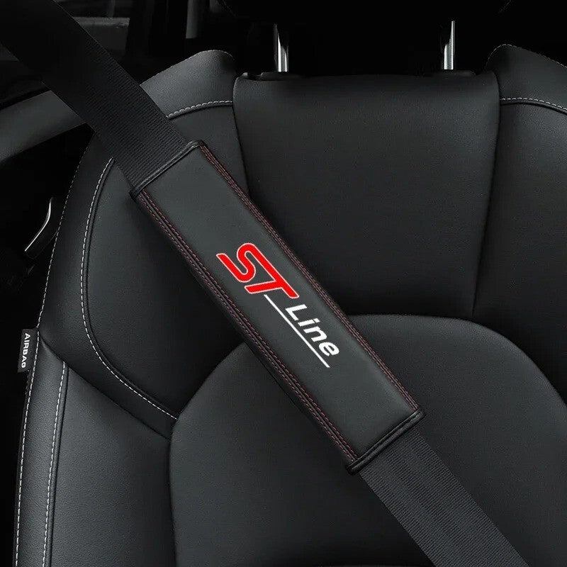 Ford ST Line Seatbelt Cover Pad For Ford Fiesta Focus Puma ST Line Black & Red