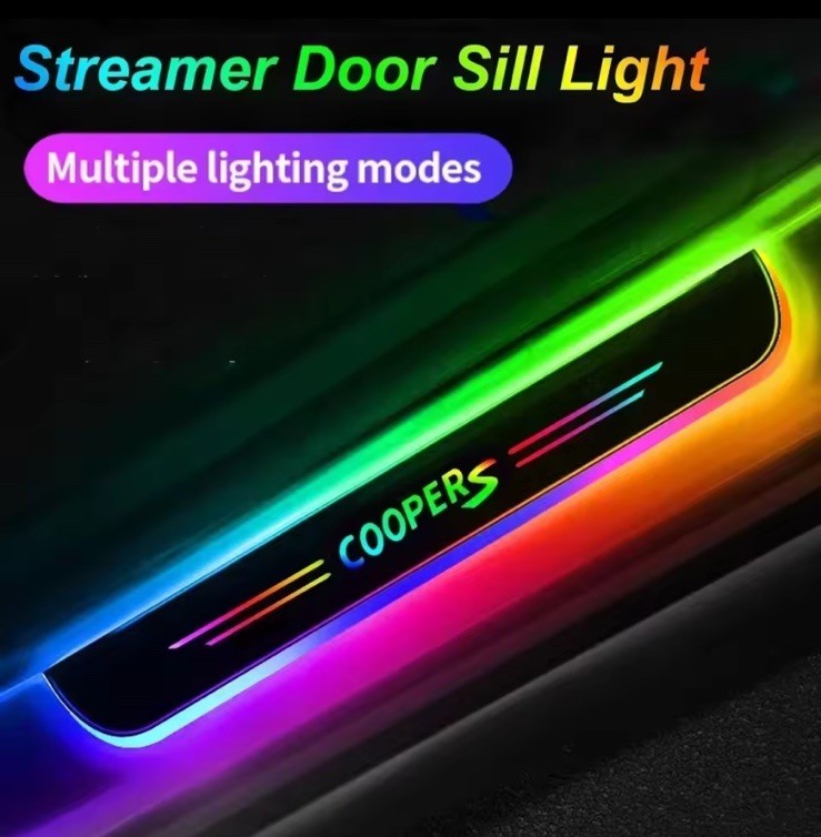 2Pcs Led Colour Changing Door Sill Protective Scuff Plates For Mini Cooper S