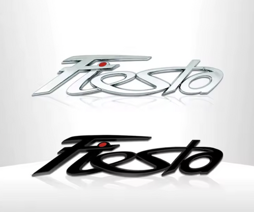 1PC Black Silver Ford Fiesta Emblem Badge Rear Trunk Tail Sticker Car Decal