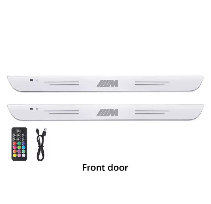 2Pcs Led Colour Changing Door Sill Protective Scuff Plates For BMW M Series