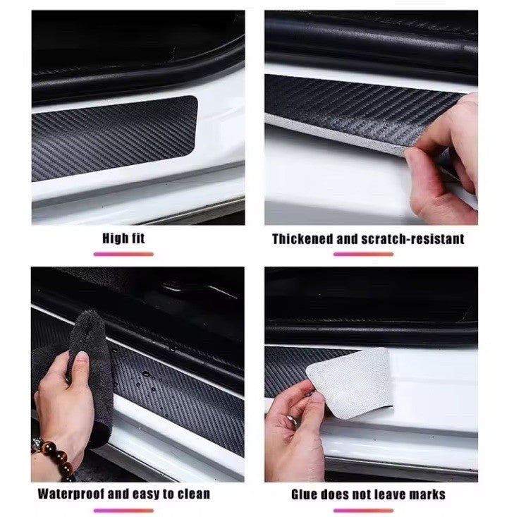 5PC Carbon Fiber Car Door Threshold Protector Strip For Vauxhall Corsa