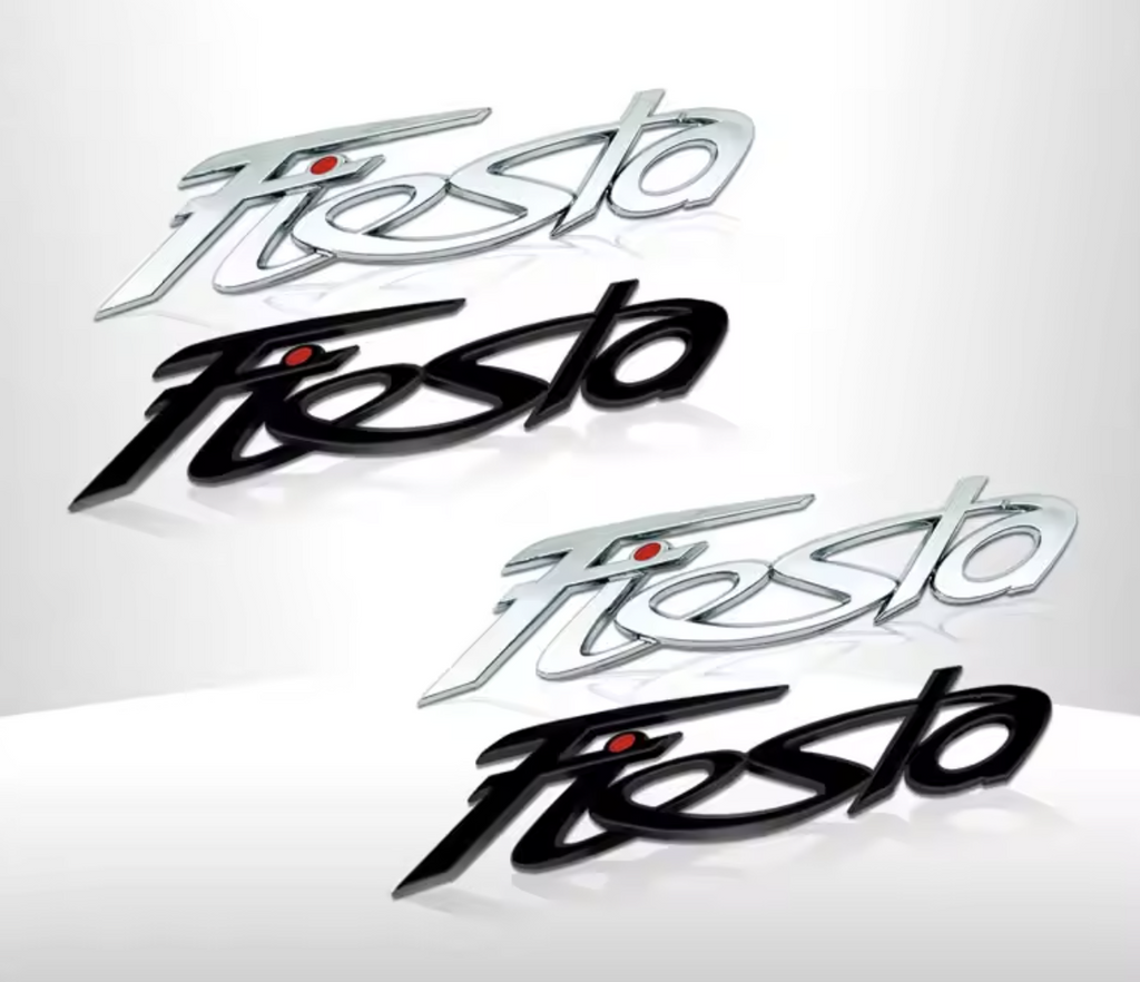 1PC Black Silver Ford Fiesta Emblem Badge Rear Trunk Tail Sticker Car Decal