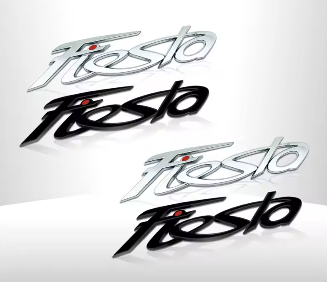 1PC Black Silver Ford Fiesta Emblem Badge Rear Trunk Tail Sticker Car Decal