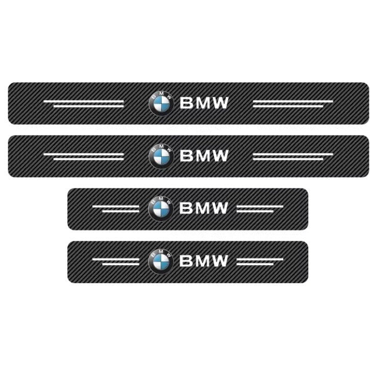 4PCS BMW Carbon Fibre Effect Adhesive Door Sill Protective Strips