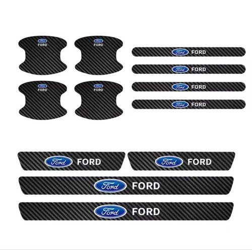 12Pcs Car Door Handle Protector And Door Sill For Ford