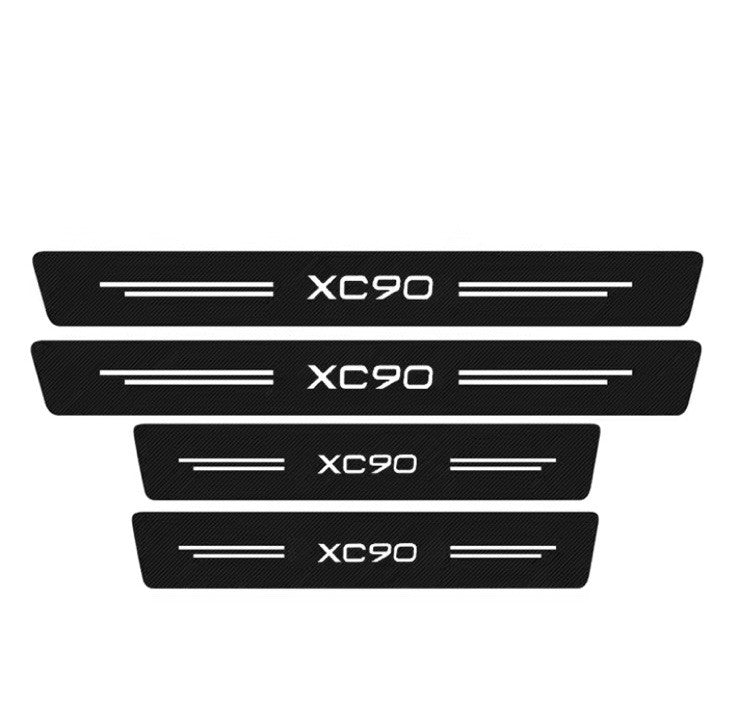 4PCS Carbon Fibre Effect Car Door Sill Protective Strips For Volvo XC90