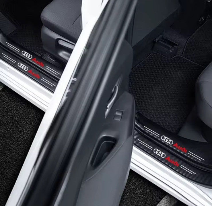 4Pcs Car Door Sill Protector ​Carbon Fibre Finish For Audi